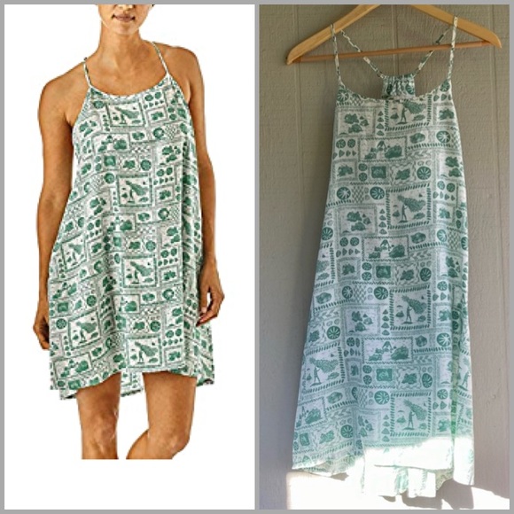 Patagonia Other - Patagonia TENCEL Limited Edition Pataloha Dress Opihi Man White Green Size Small